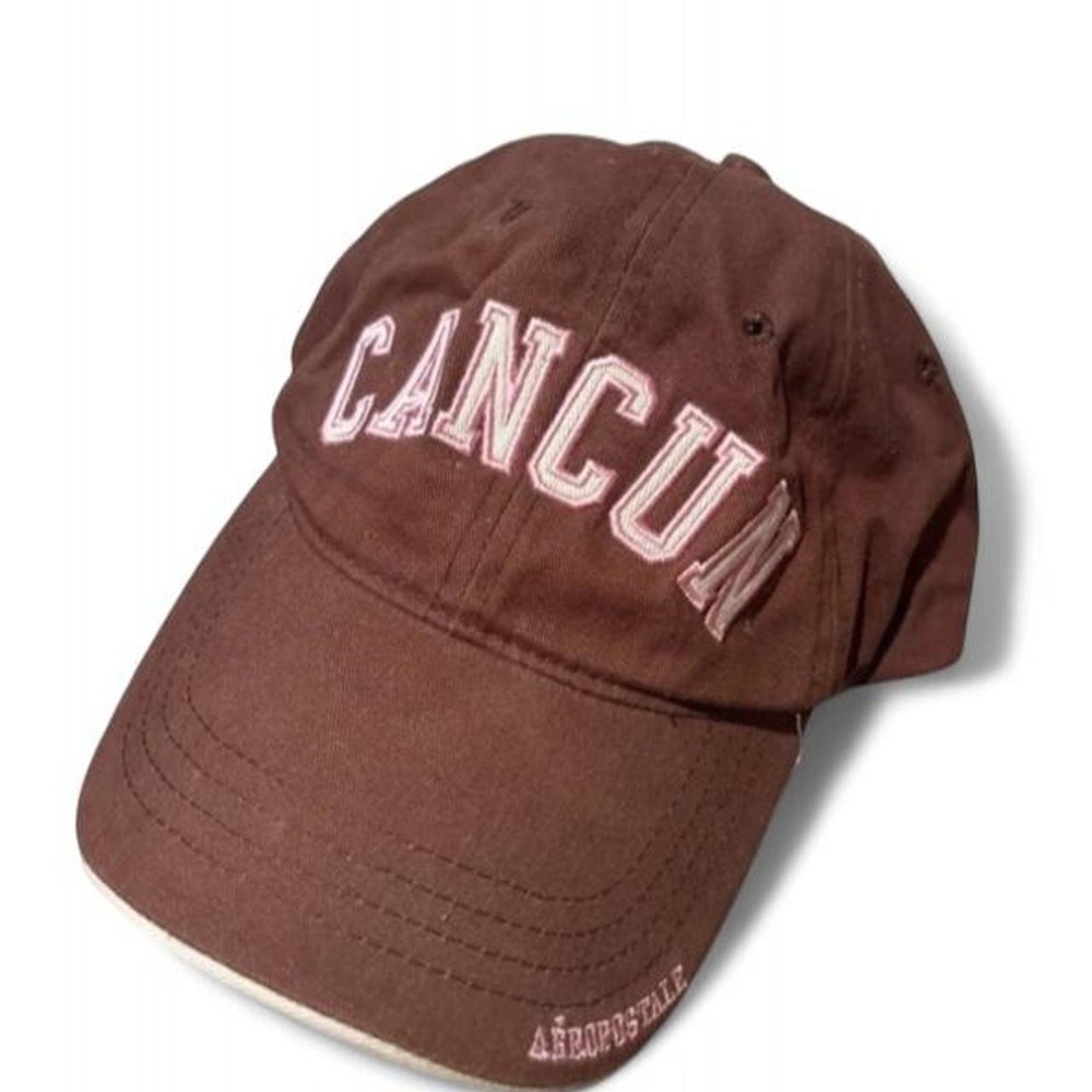 Aeropostale Cancun Brown Baseball Hat Y2K Distressed Dad Cap Vintage Mens